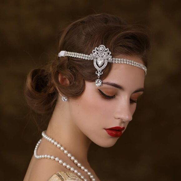 Rhinestone Flapper Great Gatsby Headband Headpiece,1920s Flapper headband - Picture 3 of 6